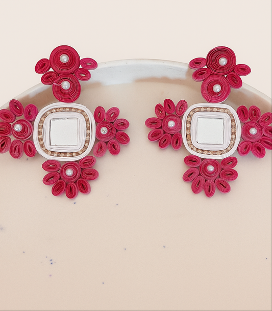 Multicolored Lightweight Quilled Jhumkas