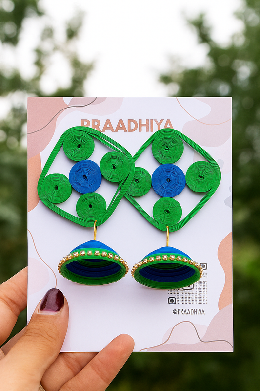 Peacock Charm Quilled Jhumkas