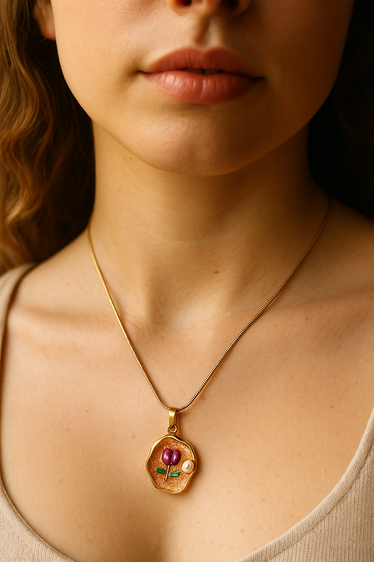 Blush Bloom Enamel Necklace