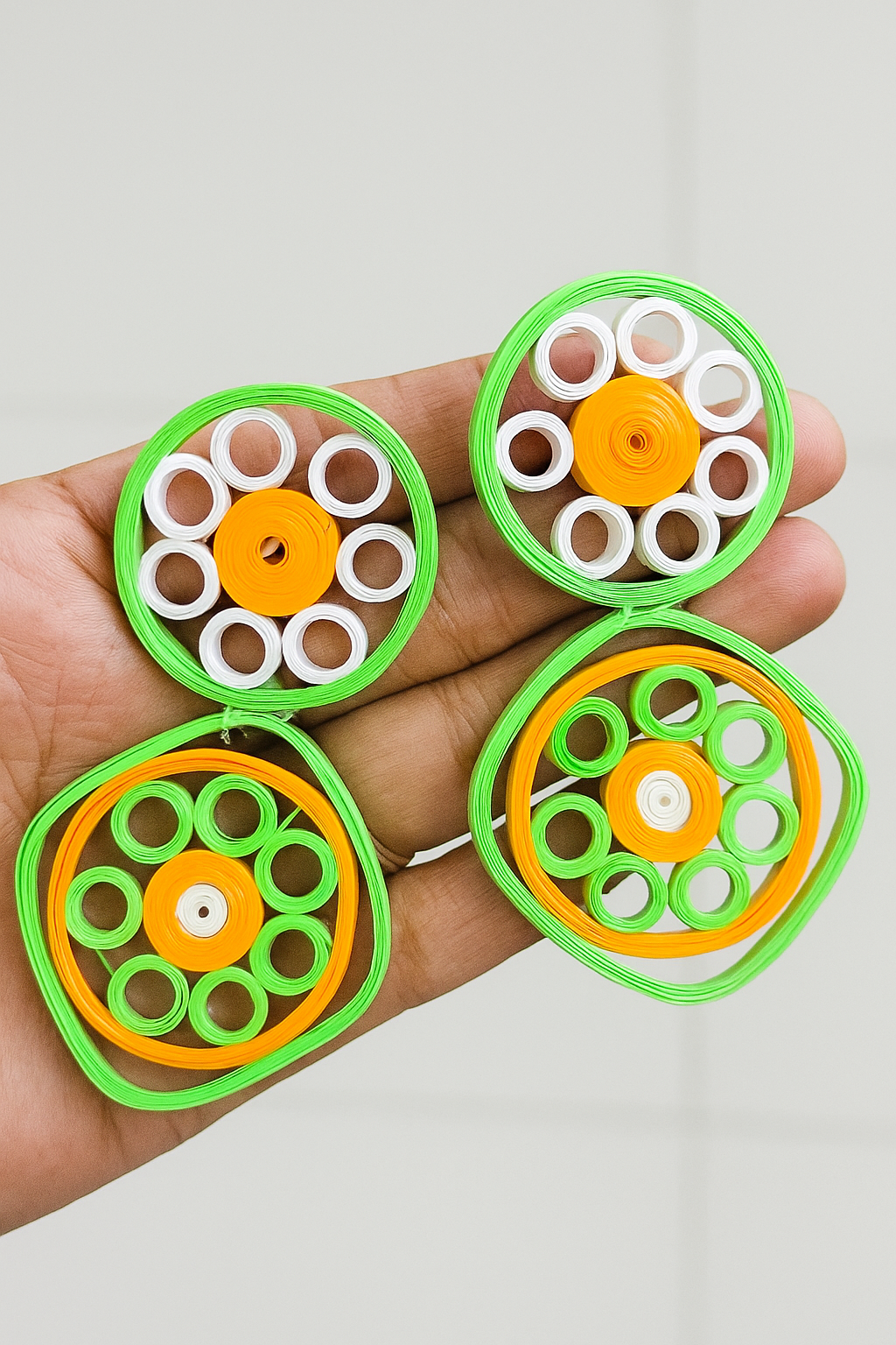 Tricolor Quilled Statement Earrings