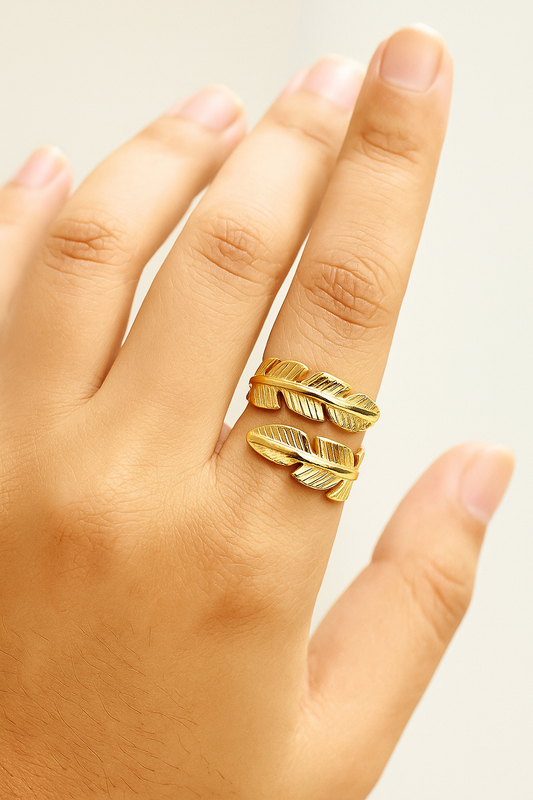 Golden Feather Wrap Ring