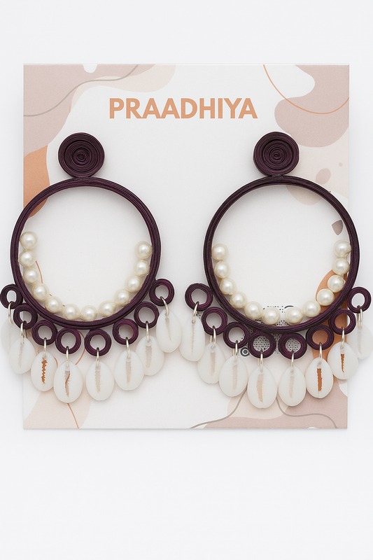 🌸 Shankh Pearl Hoop Earrings