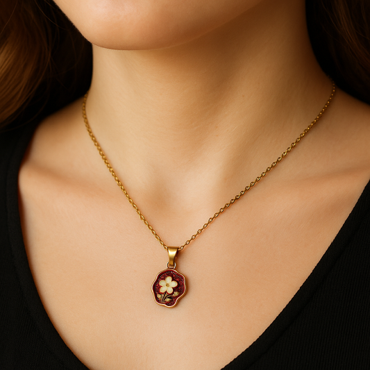 Scarlet Bloom Pendant Necklace