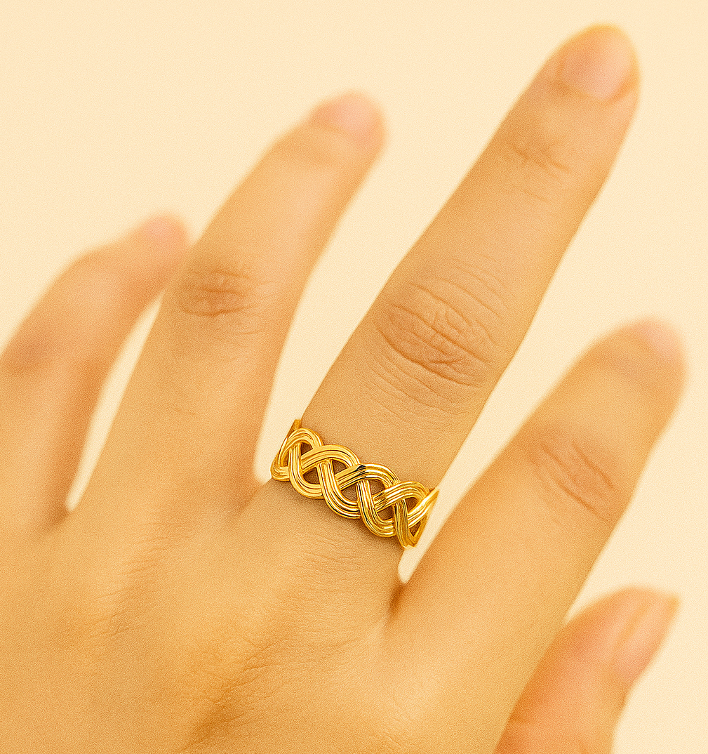 Golden Maze Adjustable Ring