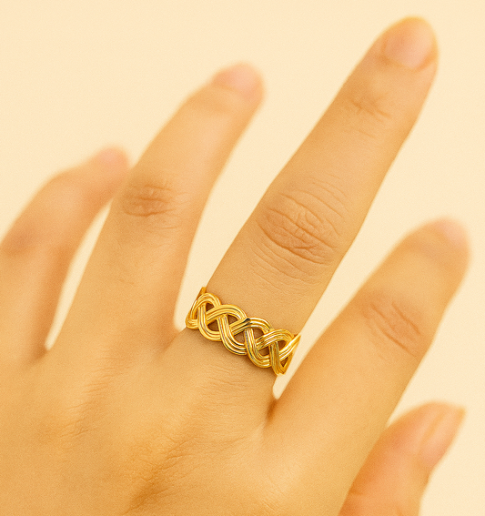 Golden Maze Adjustable Ring