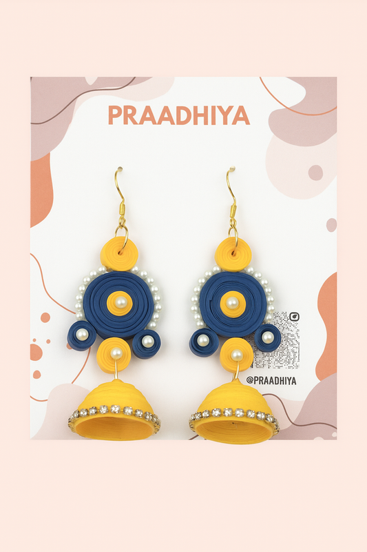 Royal Sunshine Quilled Jhumkas