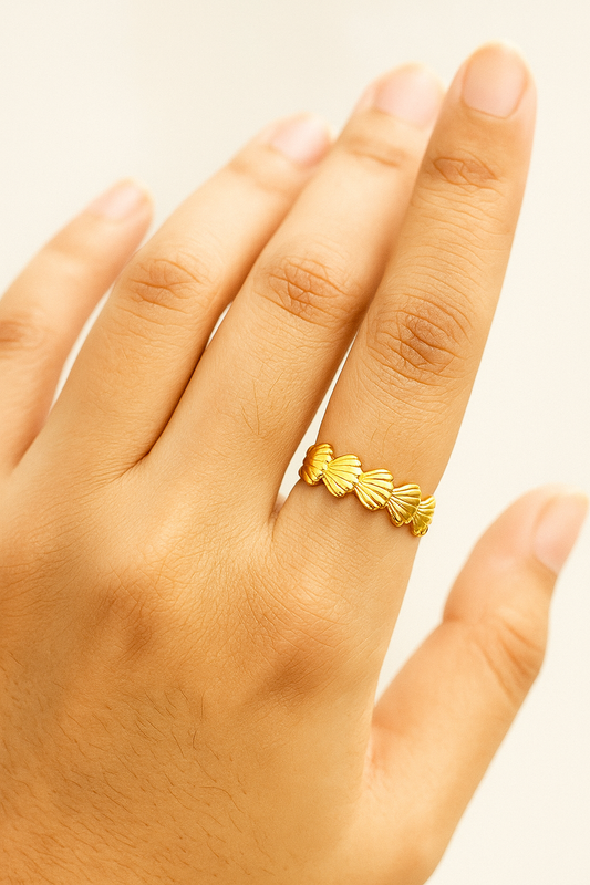 Golden Shell Band Ring
