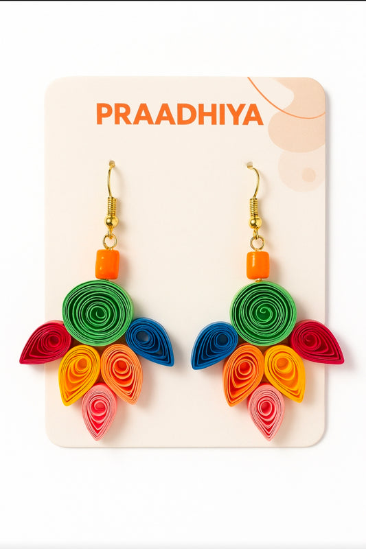 Rainbow Bloom Quill Earrings