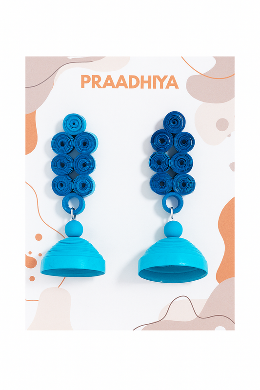Blue Bloom Quilled Jhumkas