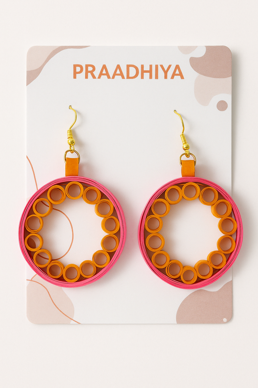 Circle Charm Quilled Earrings