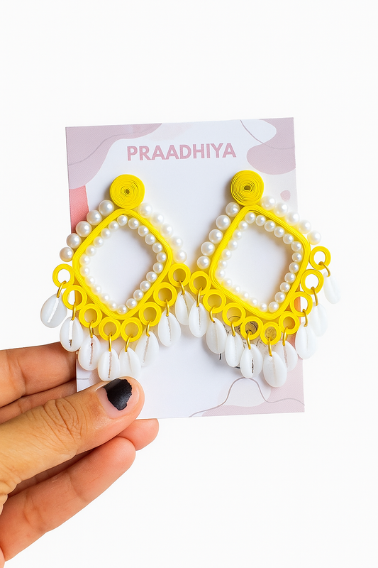 Sunshine Shell Quilled Earrings 🌼✨