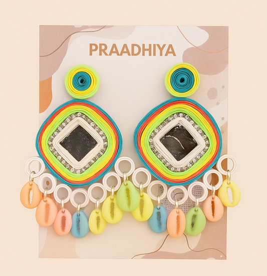 Rainbow Glow Quilled Earrings